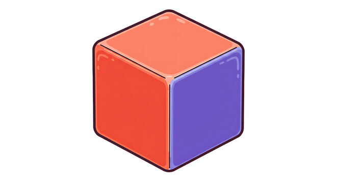 Isometric cube with orange and purple faces