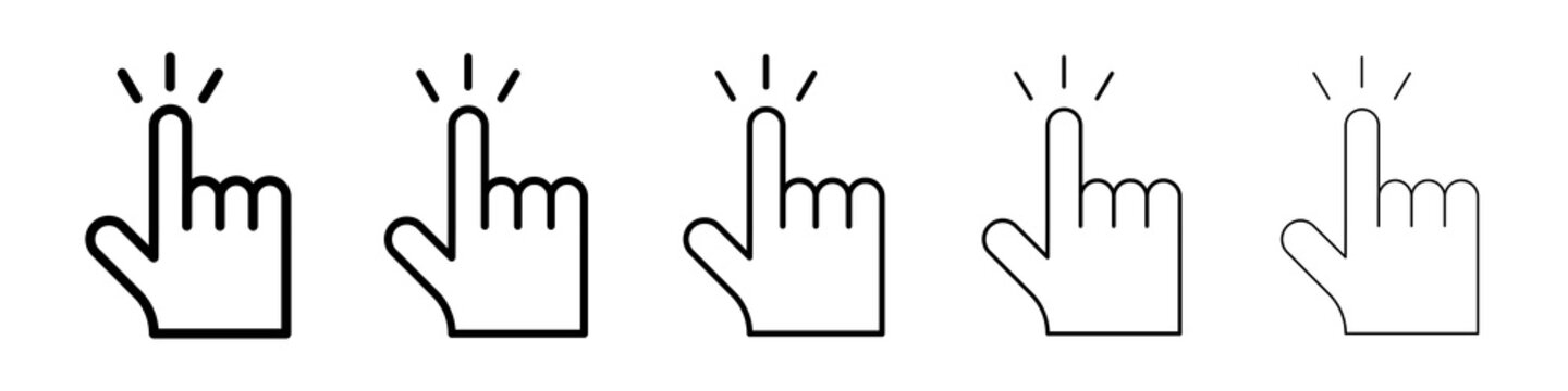 Hand click icon symbol pictogram. stroke designs.