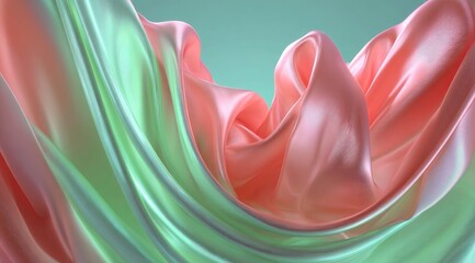 Poster - Fluid, vibrant fabric drapes in soft pastel hues