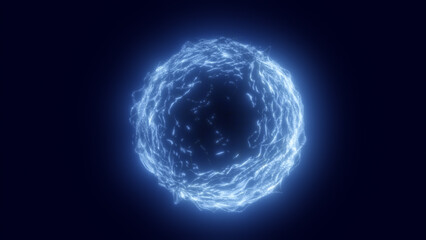 Poster - dark blue digital sphere with flowing electric lines and glowing core, symbolizing digital current, 
