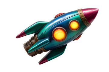Wall Mural - Colorful retro rocket on transparent background ready for adventure