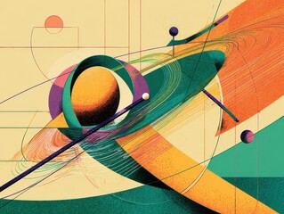 Poster - Abstract composition of geometric shapes and vibrant colors.