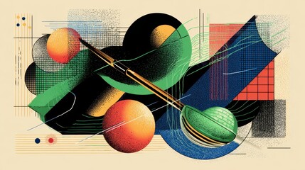 Poster - Abstract geometric composition with vibrant colors and shapes.
