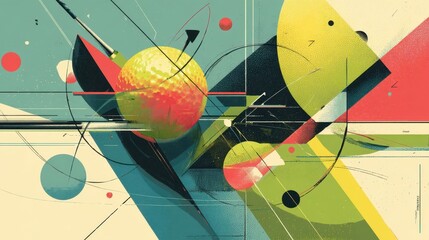 Aufkleber - Vibrant abstract composition featuring geometric shapes and dynamic lines.