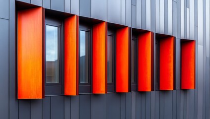 Poster - The building's structure showcases a geometric window pattern that repeats, forming various shapes