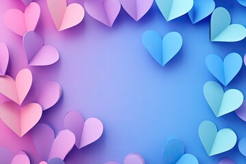 Poster - Heart-shaped paper cutouts frame