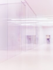 Poster - Soft Focus Interior with Glass Walls and Minimalist Design in Lavender Tones for Modern Architecture and Contemporary Aesthetic Inspiration
