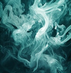Poster - Intricate teal smoke swirls against a dark background