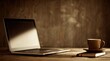 © syifa - Laptop and coffee cup on a wooden table