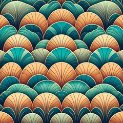 Gradient Fish Scale Geometric Pattern - Art Deco Inspired Abstract Design
