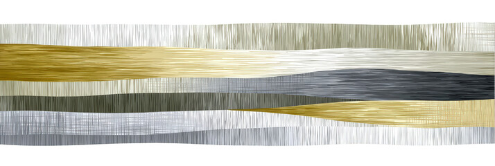 Poster - Abstract gold silver grey beige modern art horizontal stripes design image on transparent background