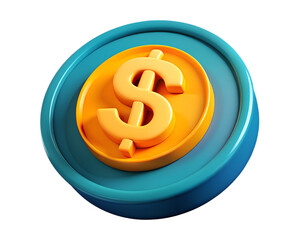 Poster - 3d render of a dollar coin with a large dollar symbol in a minimalist style