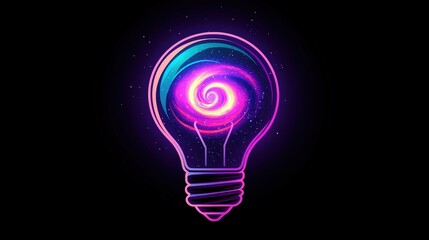 Poster - Create a glowing light bulb icon with a swirling galaxy inside, symbolizing infinite possibilities and the vastness of imagination.