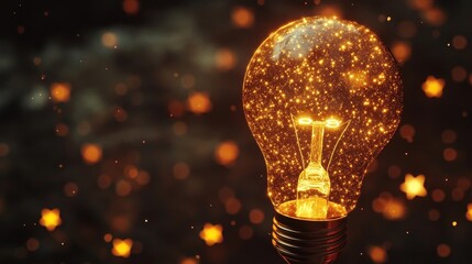 Poster - Create a light bulb icon filled with tiny, floating stars, symbolizing the universe of ideas and cosmic inspiration