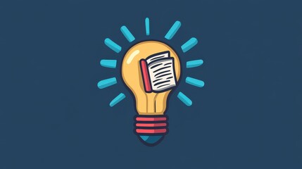 Poster - Create a light bulb icon with a book inside, symbolizing the connection between knowledge and innovation. The book should be well-integrated into the design.