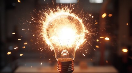 Poster - Create a light bulb icon with an exploding effect, where the top bursts into bright rays, symbolizing a moment of inspiration and breakthrough thinking