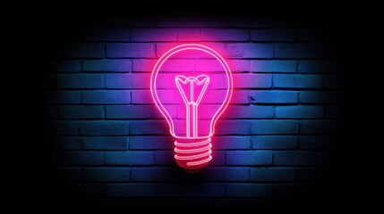Poster - Create a neon-style light bulb icon with a glowing effect, symbolizing bright ideas and a vibrant energy
