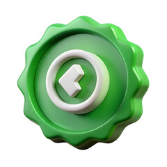 Poster - 3d green arrow badge icon design with white arrow inside isolated on transparent background