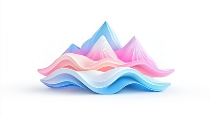 Poster - A cute and colorful abstract 3D mountain logo with a minimalist aesthetic, isolated on white