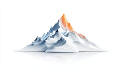 Poster - Vibrant 3D logo of a mountain peak in a cute, minimalist style, isolated on white for a clean look