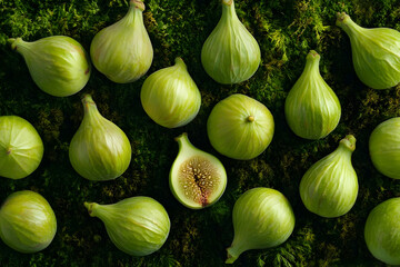 Poster - Fresh, vibrant green figs arranged on moss.