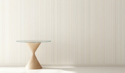 Poster - Contemporary Wooden and Glass Table with Abstract Design for Modern Interior Spaces and Stylish Decor