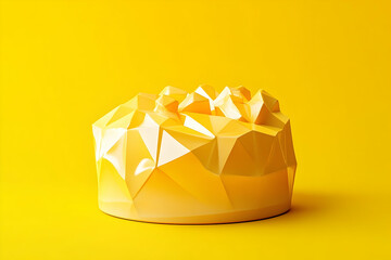 Poster - Geometric yellow object on a vibrant background.