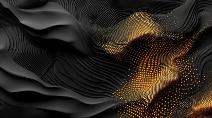 Poster - Abstract, textured artwork featuring dark, flowing forms & shimmering gold accents