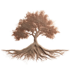 Poster - Abstract sand tree art detailed roots nature graphic design element leaf on transparent background