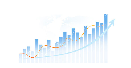 Leinwandbilder - PNG business graph chart.Analysis finance grow graph and market investment. Financial business plan,earnings,sale and strategy. Stock market chart, exchange financial growth diagram.	