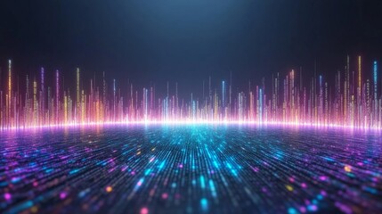 Poster - Vibrant Abstract Visualization of Sound Waves and Cybersecurity Themes