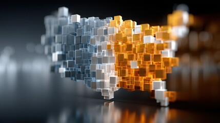 Poster - abstract composition of colorful cubes depicting usa map enhanced for stock market heatmap analysis 