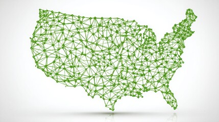 Poster - Dynamic map of the united states featuring a green line indicating growth trends in the ai-fueled business cycle reader