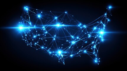 Poster - advanced blue network map of the united states designed for ai-led energy market economist insights 