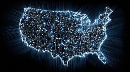 Poster - the united states map with esg investment radar highlighting sustainable economic concepts and strat