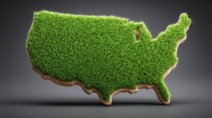 Poster - Grass map of the united states illustrating ai-modeled carbon economy icon concept simulating environmental impact