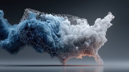 Poster - Comprehensive map of the united states featuring ai-modeled cross-border lending risk icon concept for financial insights