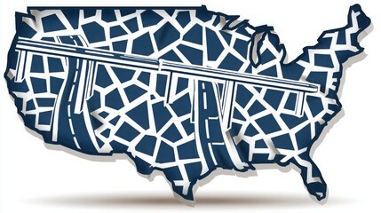 Poster - The united states depicted as a map highlighting supply chain bottlenecks and tracking logistics effectively