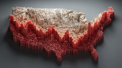 Poster - A comprehensive map of the united states representing predicted wage stagnation trends and economic insights