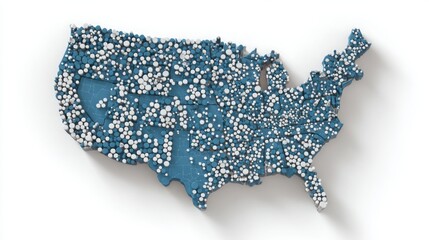 Poster - United states map composed of pills representing urban economic planning at the city level in a creative visualization