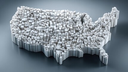 Poster - United states map assembled from colorful cubes representing an automated budget planning concept for national finance
