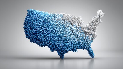 Poster - United states map formed by tiny people representing automated budget planning concept for national financial strategy