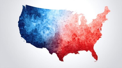 Poster - The united states illustrated with iconic red, white, and blue colors representing national identity and diversity