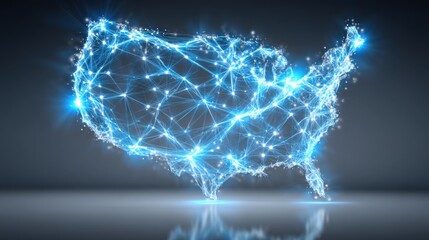 Poster - united states map illustrated with blue and white design representing blockchain-based gdp tokenizat