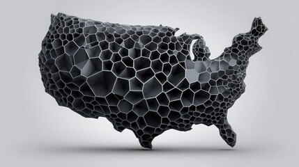 Poster - black and white representation of the united states map symbolizing blockchain-based universal incom