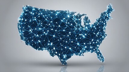Poster - the united states map featuring blockchain-fueled gdp forecast engine icon conceptualizing economic 
