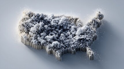 Poster - the united states map depicted in snowy conditions highlighting the impact of blockchain on gdp fore
