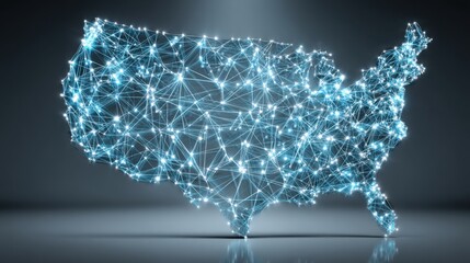 Poster - the united states visualized with a network of connected lines for blockchain-fueled gdp forecast en