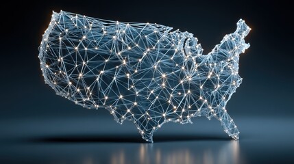 Poster - the united states illustrated with a network of lights representing blockchain economic contract ico