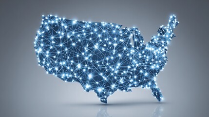 Poster - united states map featuring network of stars representing social welfare index and community connect